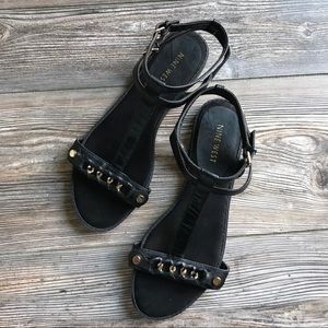 NINE WEST: Black Strappy Sandals: